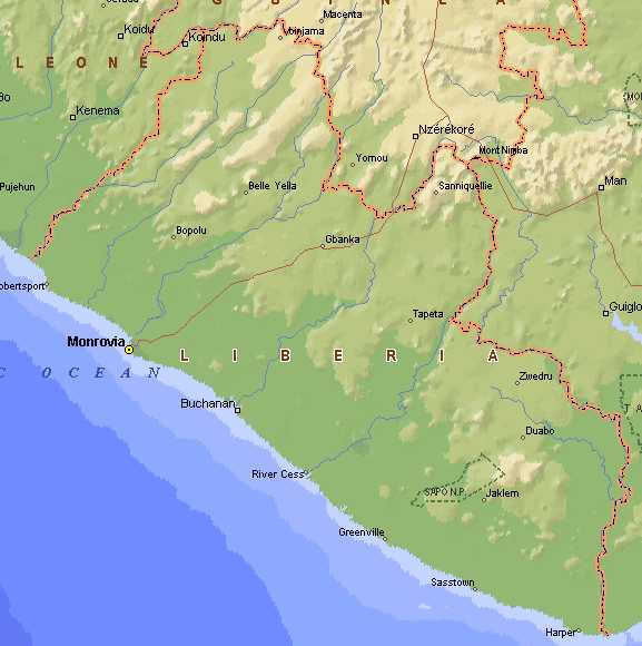 liberia physikalisch karte